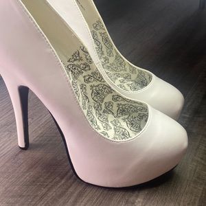 Bordello white heels